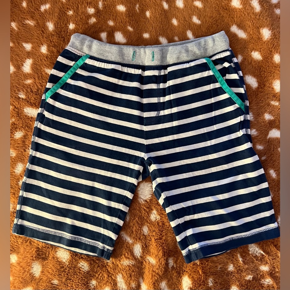 Mini Boden navy/white knee-length jersey shorts. Boys Sz 11y